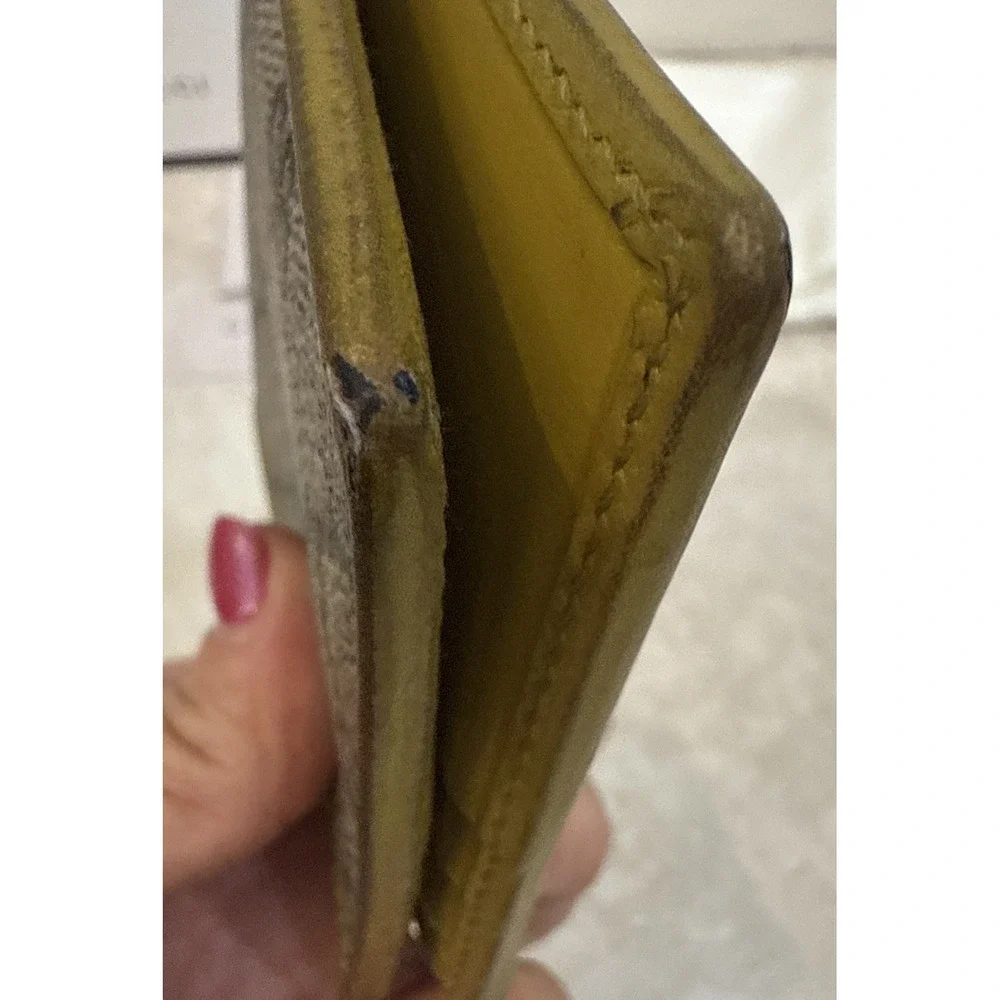 Gucci Men Wallet GG Mustard Yellow Leather Inside Signature Canvas Box Bag Card